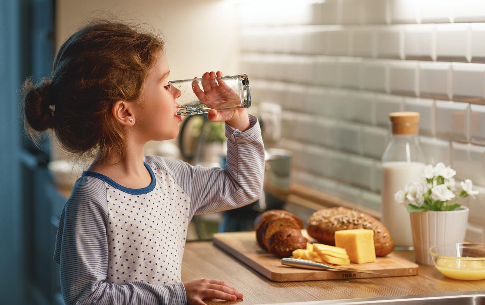 child drinking water