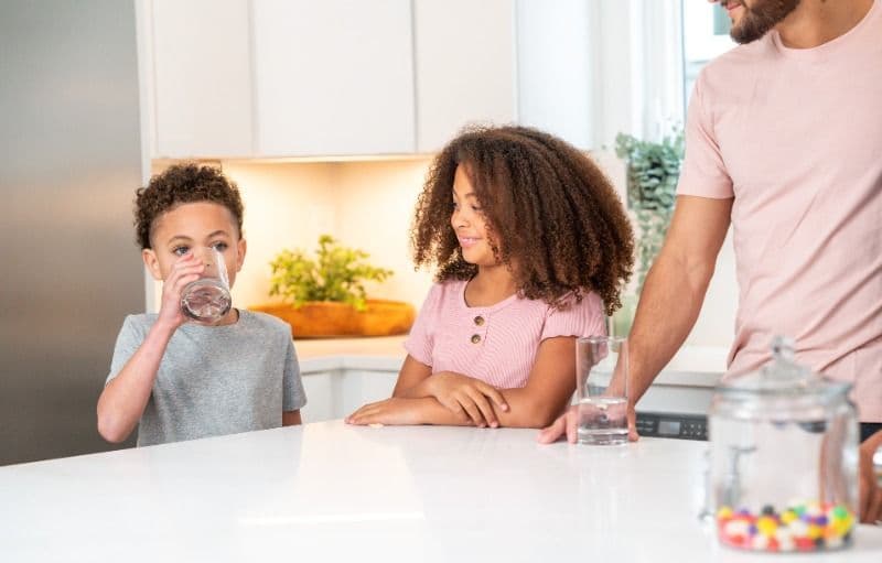 child drinking water